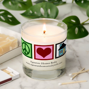 Peace Love Real Estate Company Cute Custom Realtor Scented Candle
