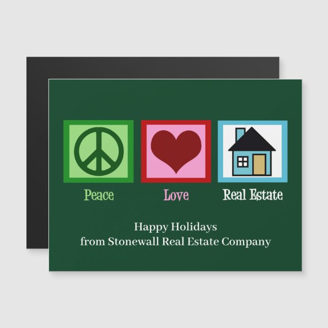 Peace Love Real Estate Custom Christmas Magnet (Front/Back)