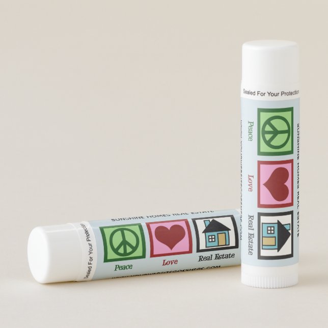 Peace Love Real Estate Custom Realtor Lip Balm (Front)