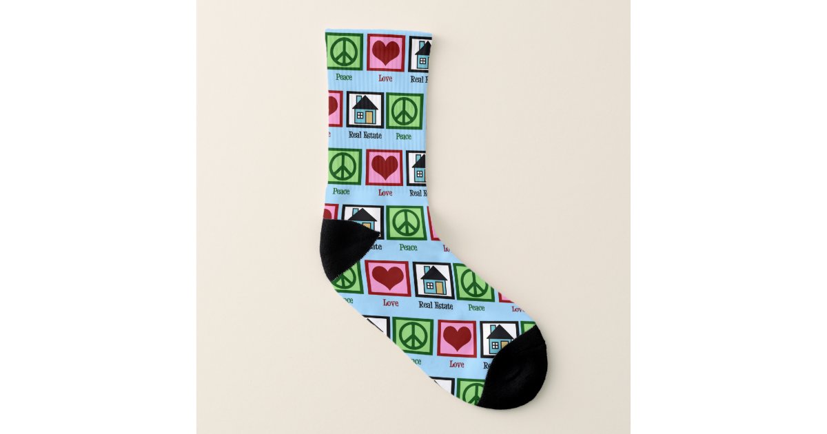 Peace Love Real Estate Socks Zazzle