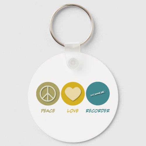 Peace Love Recorder Keychain