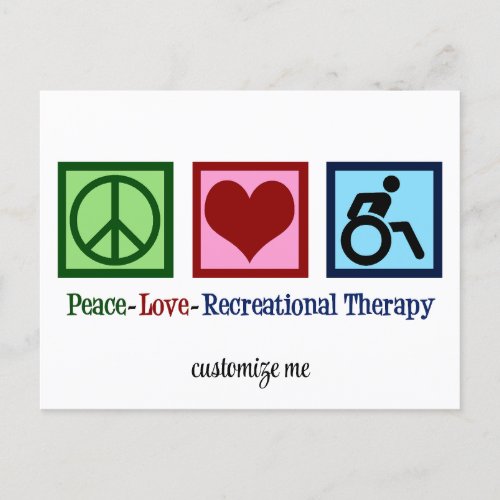 Peace Love Recreational Therapy Personalized Postcard