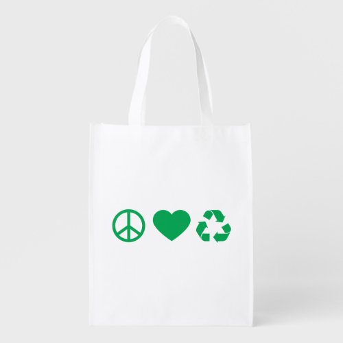 Peace Love Recycle Grocery Bag