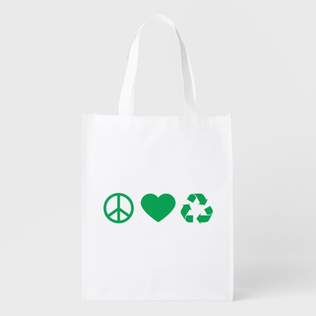 Peace Love Recycle Grocery Bag (Front)