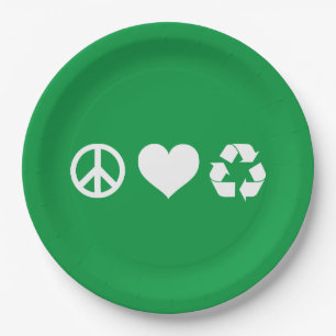 Peace Love Recycle Paper Plates