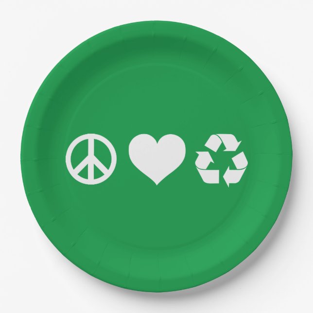 Peace Love Recycle Paper Plates (Front)