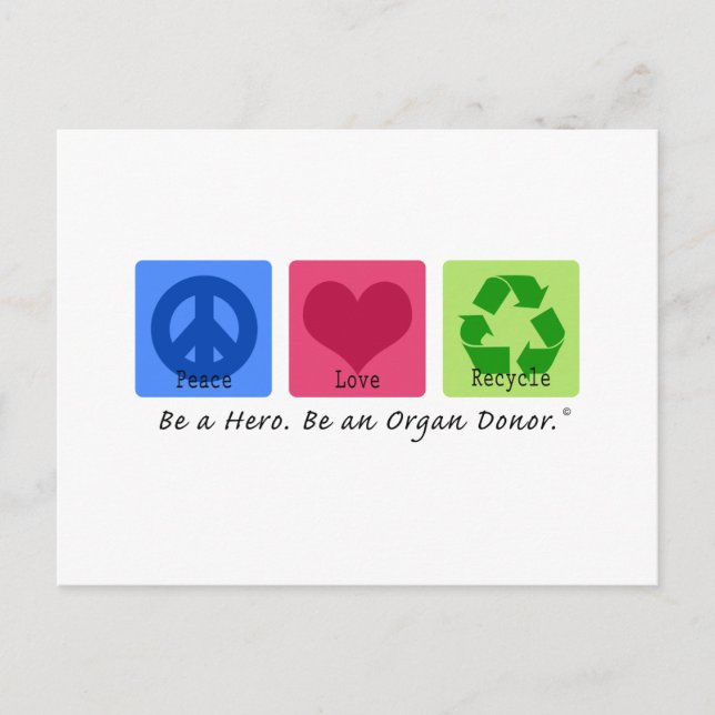 Peace Love Recycle Postcard (Front)