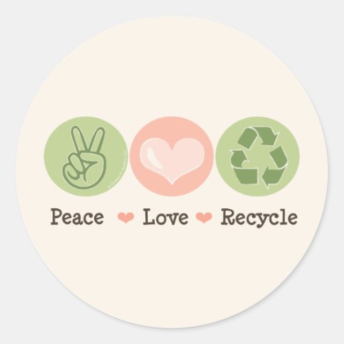 Peace Love Recycle Recycling Stickers