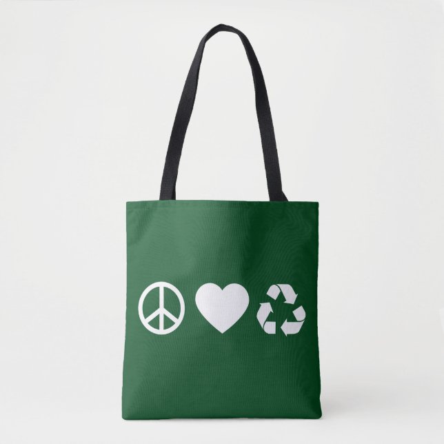 Peace Love Recycle Tote Bag (Front)