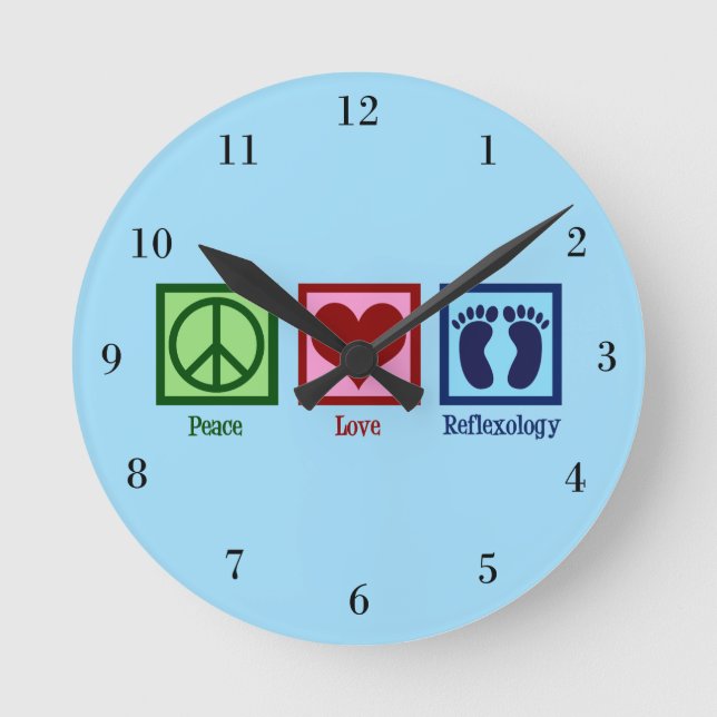 Peace Love Reflexology Round Clock (Front)