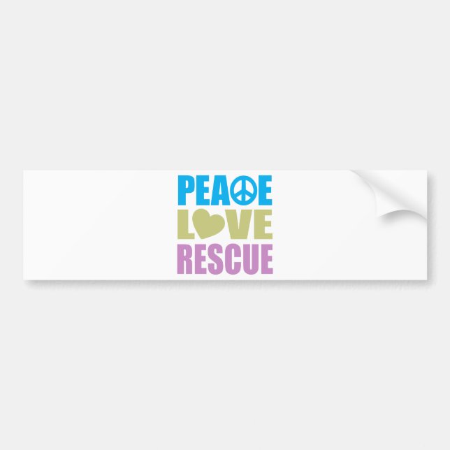 Peace Love Rescue Bumper Sticker (Front)