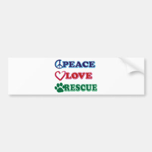 Peace Love Rescue Bumper Sticker