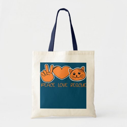 Peace Love Rescue Cat Adoption  Tote Bag