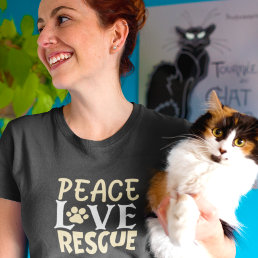 Peace Love Rescue Dog Cat Lover T-Shirt