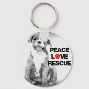 Peace Love Rescue Dog Keychain