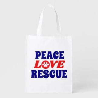 Peace, Love, Rescue Grocery Bag