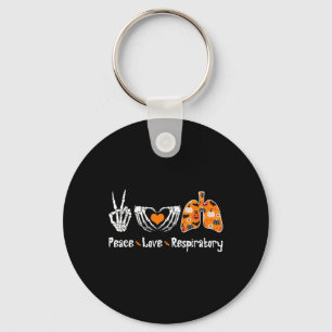 Peace Love Respiratory Therapist Skeleton Fun Hall Keychain