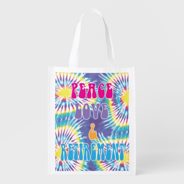 Peace Love & Retirement Party  Grocery Bag (Front)