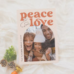 Peace & Love Retro Groovy Arch Fun Christmas Photo Holiday Card<br><div class="desc">A fun and colorful Christmas Holiday Photo Card design! This "Peace & Love Retro Groovy Arch Fun Christmas Photo Card" design features "Peace & Love" in a retro, groovy font. The ampersand in casual handwriting adds a laid-back feel. Below, to the right, the arch-shaped frame showcases a custom photo to...</div>