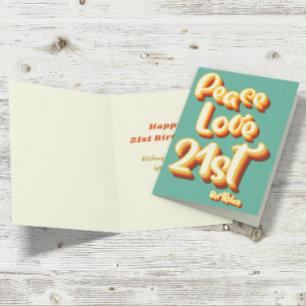 Peace Love Retro Groovy Sunset 21st Happy Birthday Card