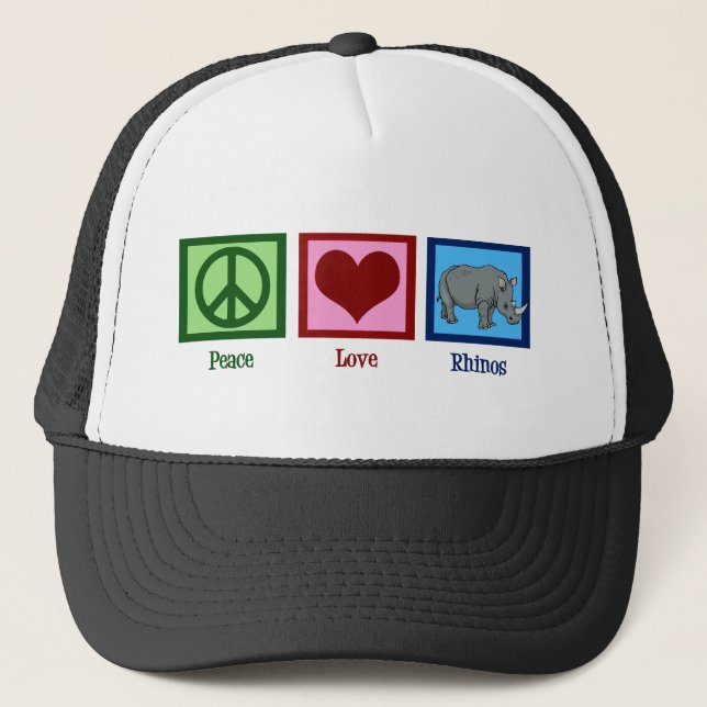 Peace Love Rhinos Trucker Hat (Front)