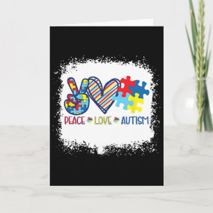 Peace Love Ribbon Autism Awareness Accept Love Und Card