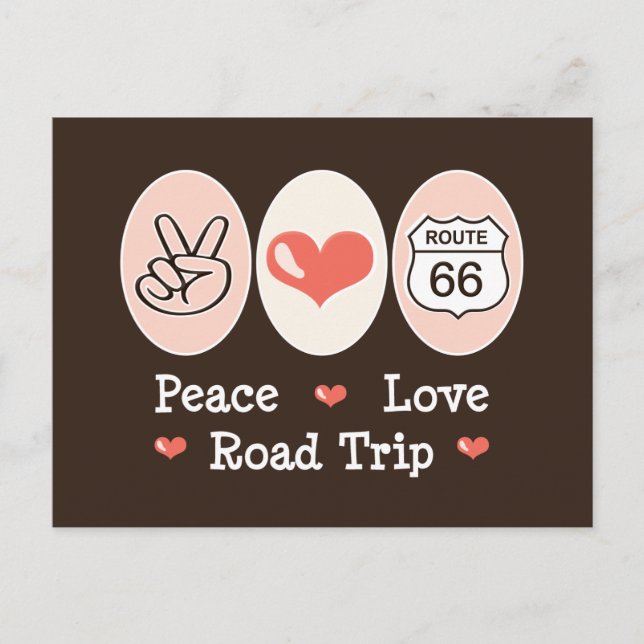 Peace Love Road Trip Route 66 Postcard (Front)