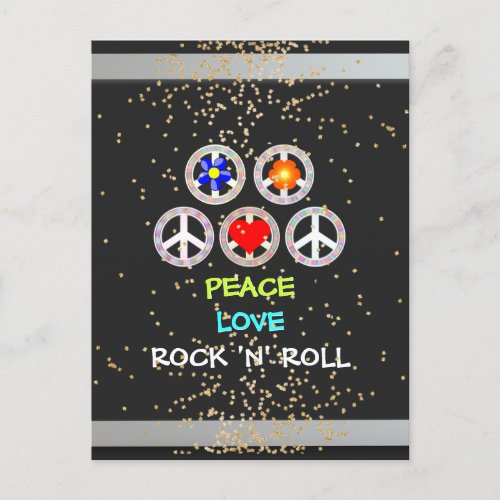 Peace Love Rock and Roll Postcard
