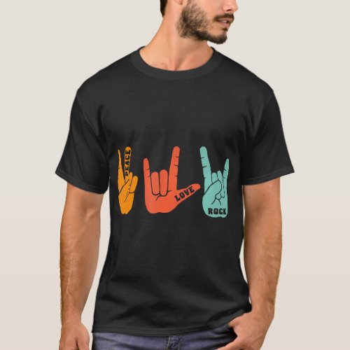 Peace Love Rock and Roll Rock Band Concert T_Shirt