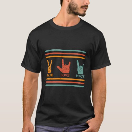 Peace Love Rock Concert Band T_Shirt