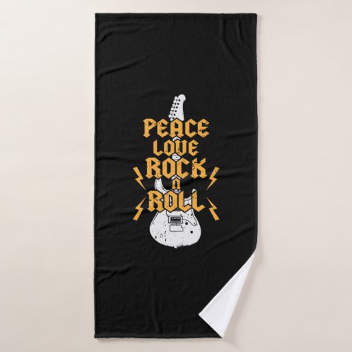 Peace Love Rock N Roll Bath Towel
