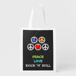 PEACE, LOVE, ROCK &#39;N&#39; ROLL, GROCERY BAG