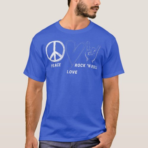Peace Love Rock N Roll Hippie Music Lover Concert  T_Shirt
