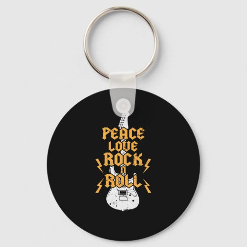 Peace Love Rock N Roll Keychain