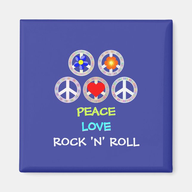 PEACE, LOVE, ROCK 'N' ROLL MAGNET (Front)