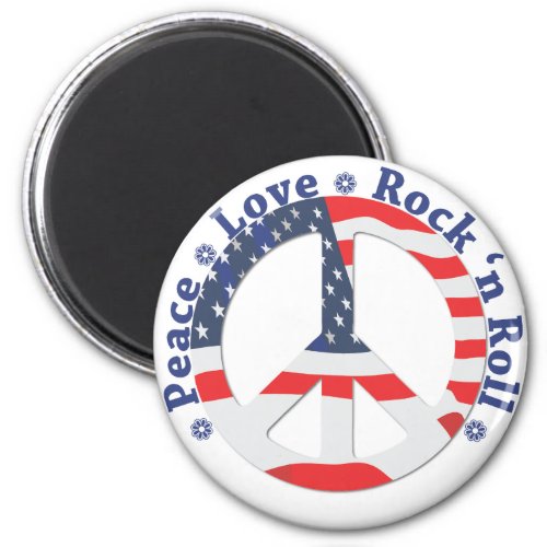 Peace Love Rock n Roll Magnet