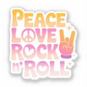 Peace Love Rock n Roll - Music-Inspired Typography Sticker