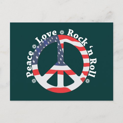 Peace Love Rock n Roll Postcard