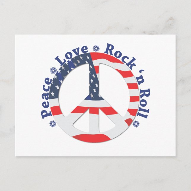 Peace, Love, Rock n Roll Postcard (Front)