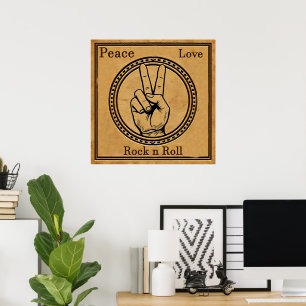 Peace, Love, Rock n Roll Poster
