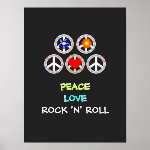 Peace Love Rock n Roll Poster