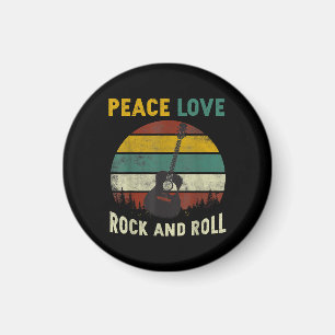 Peace Love & Rock & Roll Guitar Player Guitarist V Magnet