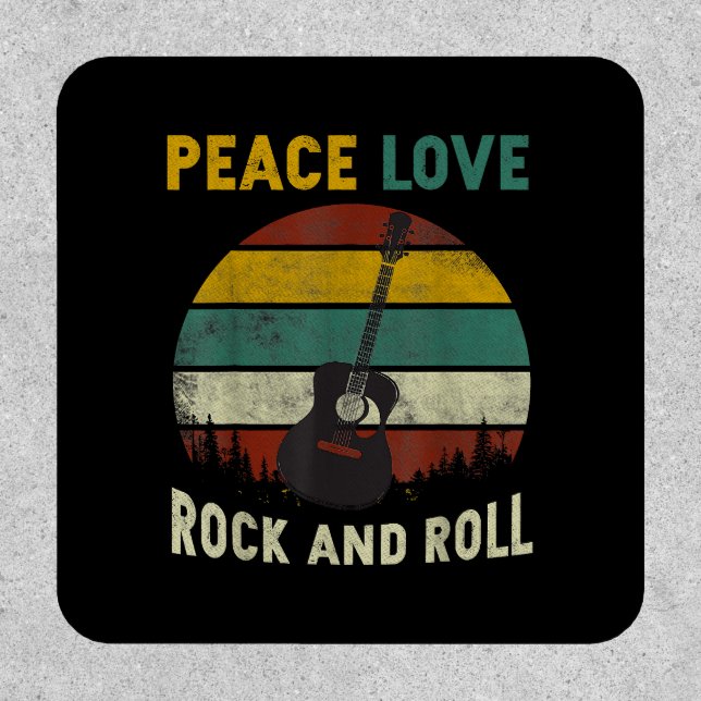 Peace Love & Rock & Roll Guitar Player Guitarist V Patch (Front)