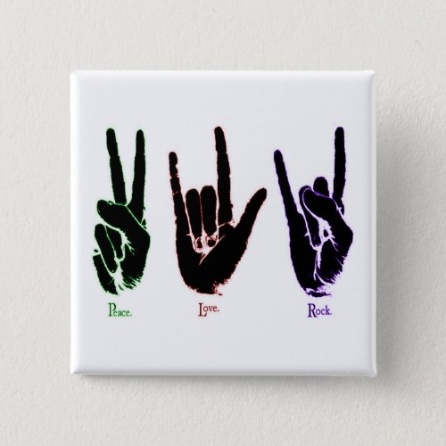 Peace Love Rock Sign Language Square Button