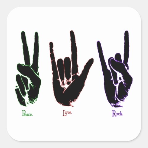 Peace Love Rock Sign Language Stickers