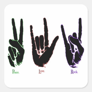 Peace Love Rock Sign Language Stickers