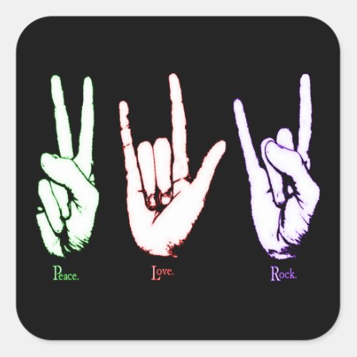 Peace Love Rock Sign Language Stickers