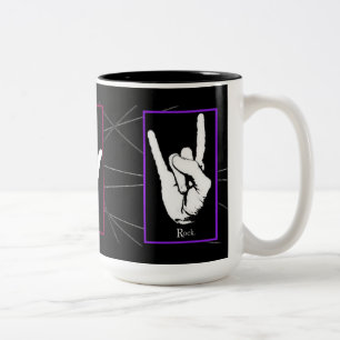 Peace Love Rock Signs Black Mug