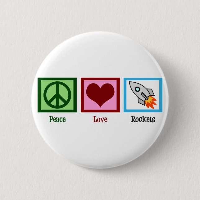 Peace Love Rockets Pinback Button (Front)