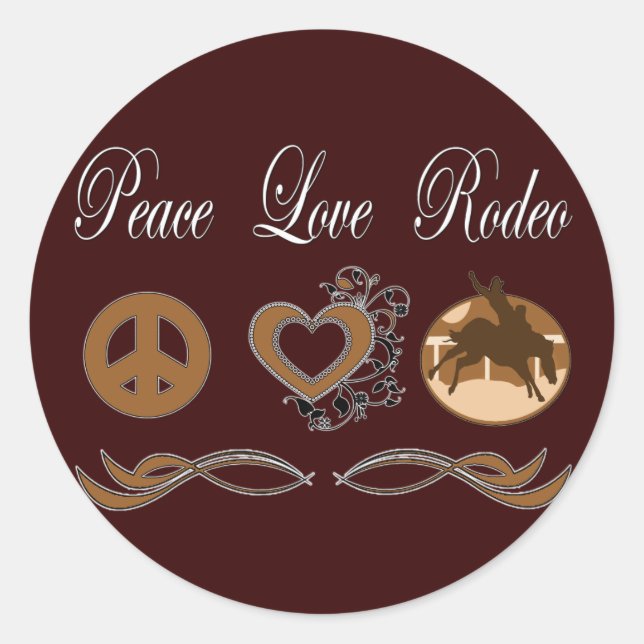 Peace Love Rodeo Classic Round Sticker (Front)